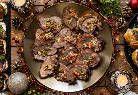 Feta and Pesto Stuffed Lamb Leg