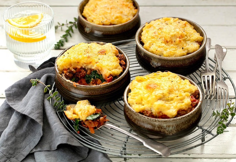 Hearty Beef Pies with Cheesy Cauliflower Mash