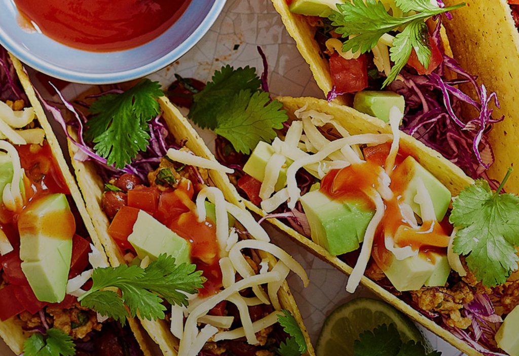 Pork & kidney bean tacos