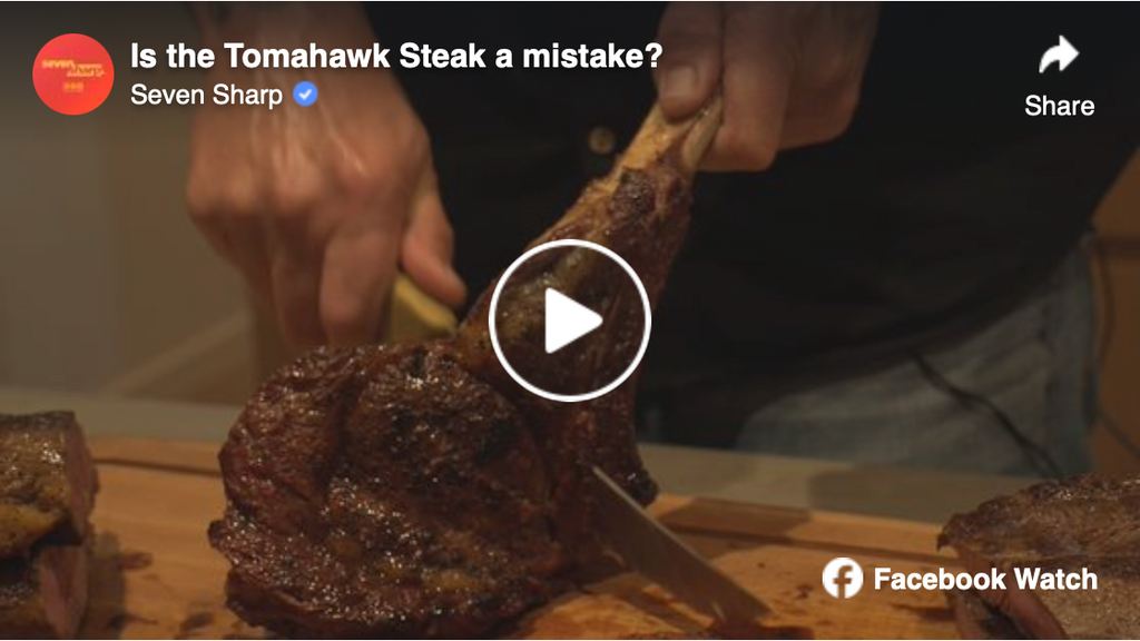 Reuben cooking steak on Seven Sharp